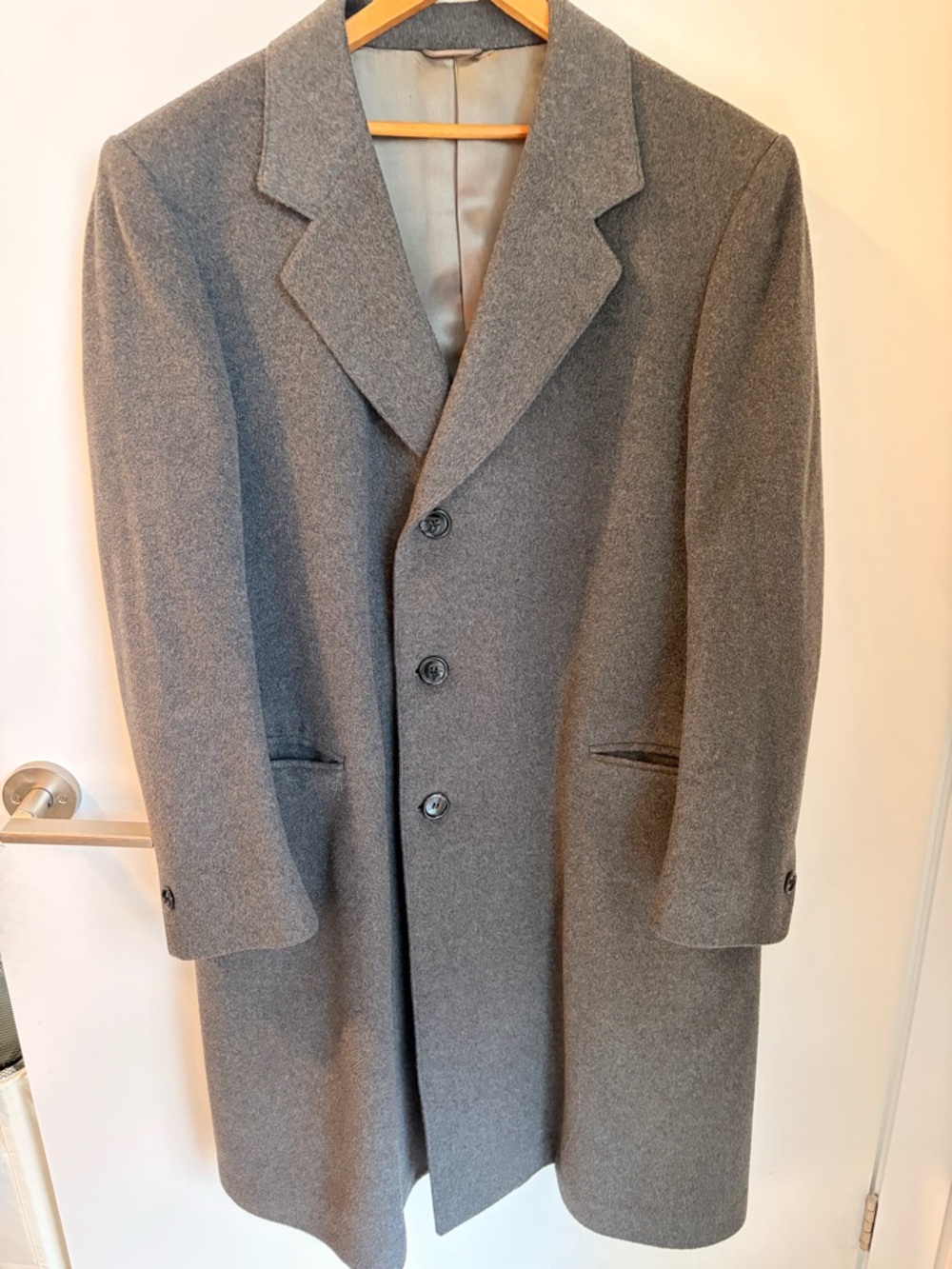 Men's Classic Gray Overcoat - Timeless Formal Jacket, Wool/Cashmere Blend